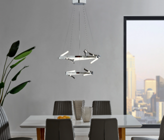 Beijing LED adjustable Round Chandelier // Chrome