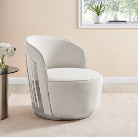 Luxe Elegance Swivel Accent Chair with Chrome Back Detail