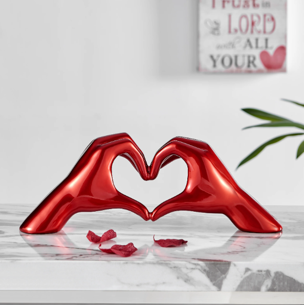 Heart Hands Metallic Red