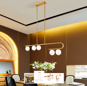 Anechdoche Rectangular Gold and White Chandelier