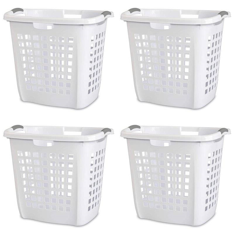 Set of 4 Heavy Duty Plastic Laundry Hamper Dirty Clothes Basket