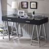 Black High Gloss and Chrome 2-Drawer Writing Desk