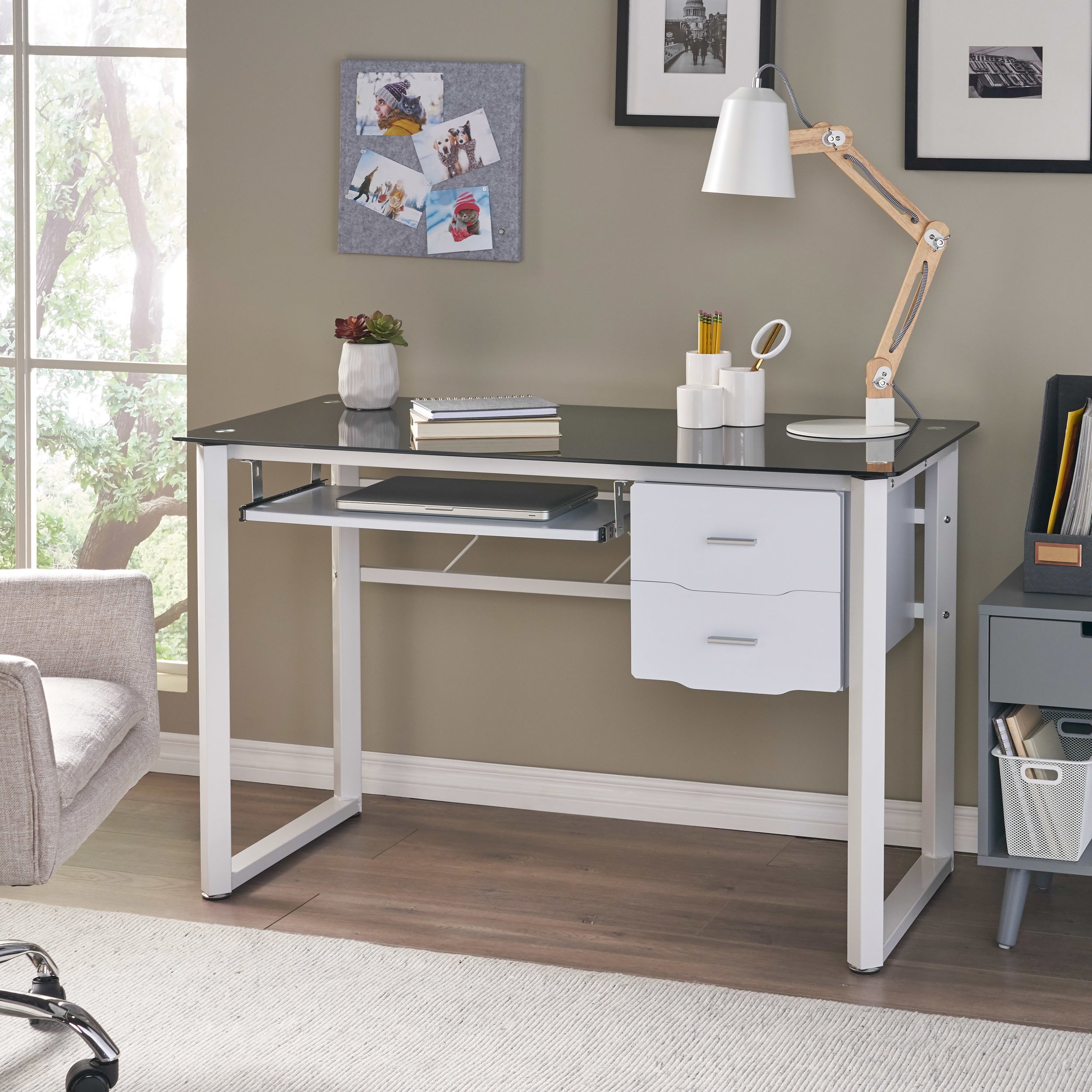 GLASS COMPUTER DESK