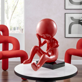 Rosso Thinker Sculpture