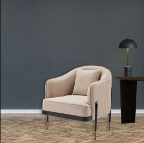 Versa Transitional Elegance Accent Chair // Beige, Black, and Gold