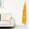 Slim Artificial Half Christmas Tree with Stand Gold 6 ft