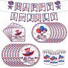 Dinnerware Set for independence day Decorations; Patriotic Party; American Flag Party Decoration include Plates; Napkins; Cups; and Tableware