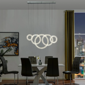 5 Hoop Crystal Progression Chandelier // Chrome