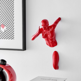Red Wall Runner Woman Sculpture