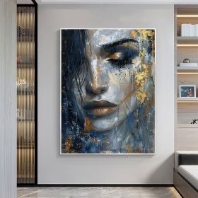 Hand Painted Abstract Beautiful Girl Face Oil Painting On Canvas Large Wall Art Original Portrait Art Custom Figure Painting Bedroom Wall Decor Gift F (Style: 01, size: 120x160cm)
