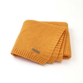 Kids Logo Patched Design Solid Color Knittted Warm Blanket (Size/Age: Average Size (0-12Y), Color: Orange)