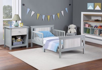 Connelly Reversible Panel Toddler Bed Midnight Blue/Vintage Walnut (Color: Gray)