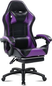 Ergonomic Gaming Chair for Adults, Comfortable Computer Chair for Heavy People, Adjustable Height Office Desk Chair with Wheels (Color: PURPLE)