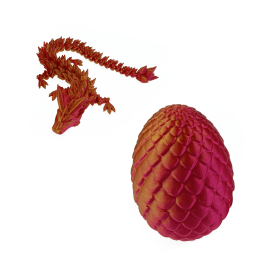 3D Printed Dragon Eggs, EcoFriendly Crystal Dragon Mystery Dragon Egg Full Articulated Crystal Dragon Egg Articulated Dragon Office Decor (Clolor: Gold-Red)